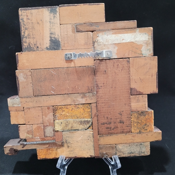 OOAK Steampunk-esque Vintage Letterpress Block Wall Art - Picture 2 of 11